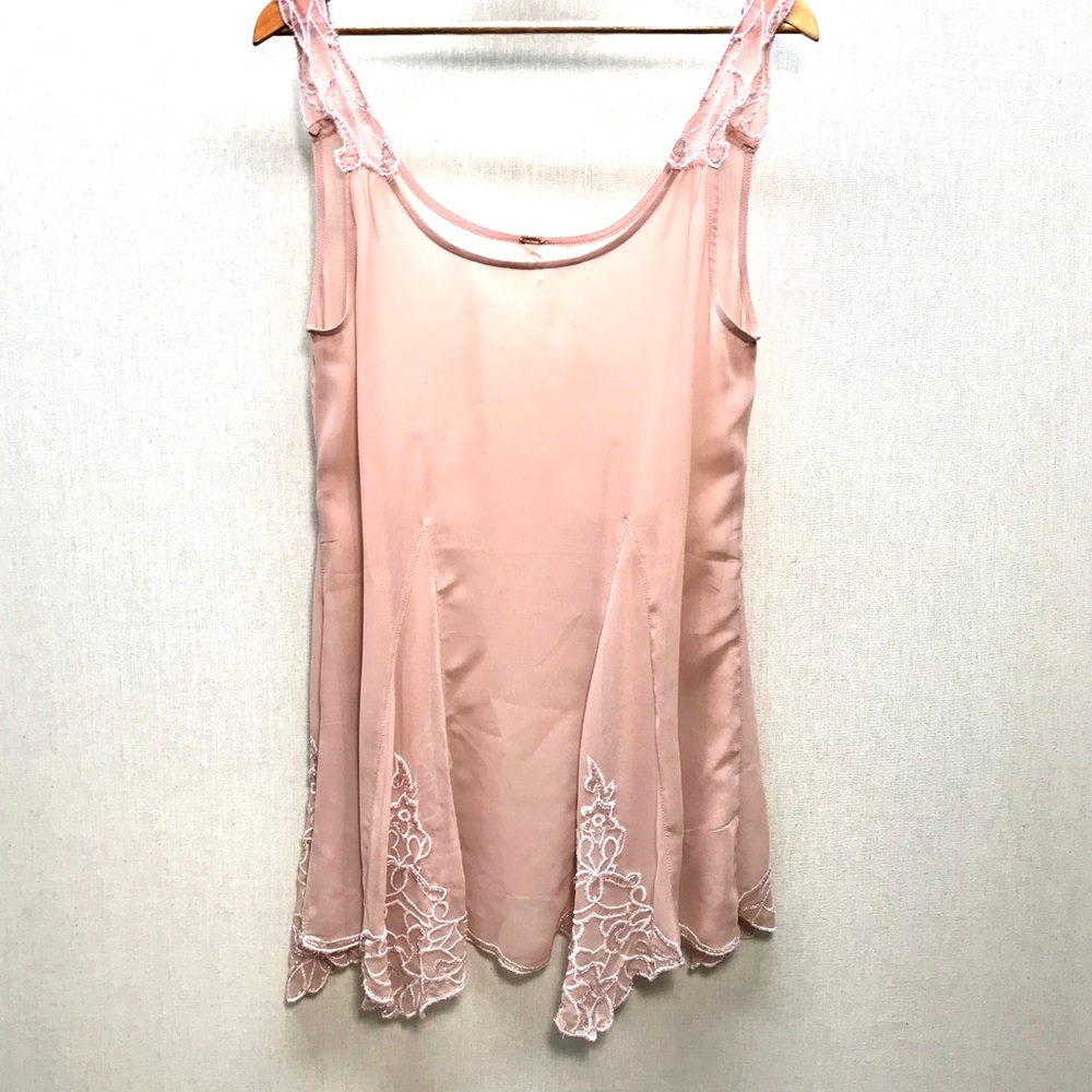 Free People Dusty Pink Beaded Sheer Slip